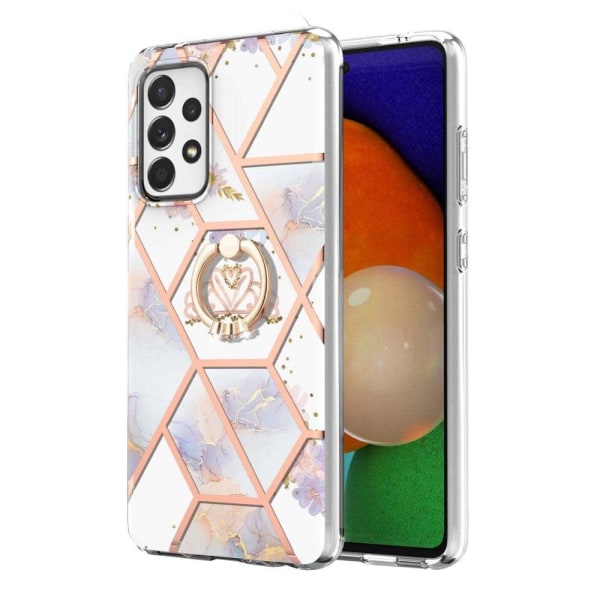 Marble Mønstret Cover med Ring Holder til Samsung Galaxy A33 5G - Krone Multicolor