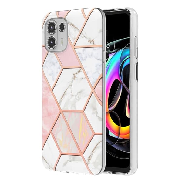 Marble Motorola Edge 20 Lite Etui - Rosa / Hvit Multicolor