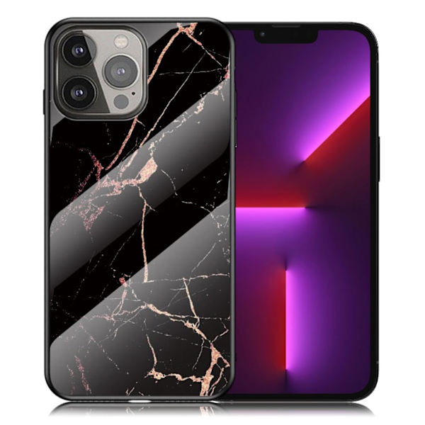 Fantasy iPhone 13 Pro cover - Guld Sort Marmor Black