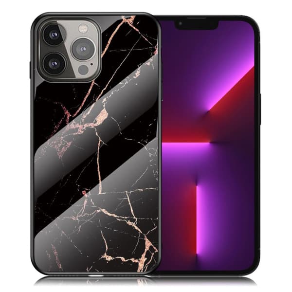 Fantasy Marmor iPhone 13 Pro skal - Guld Svart Marmor Svart