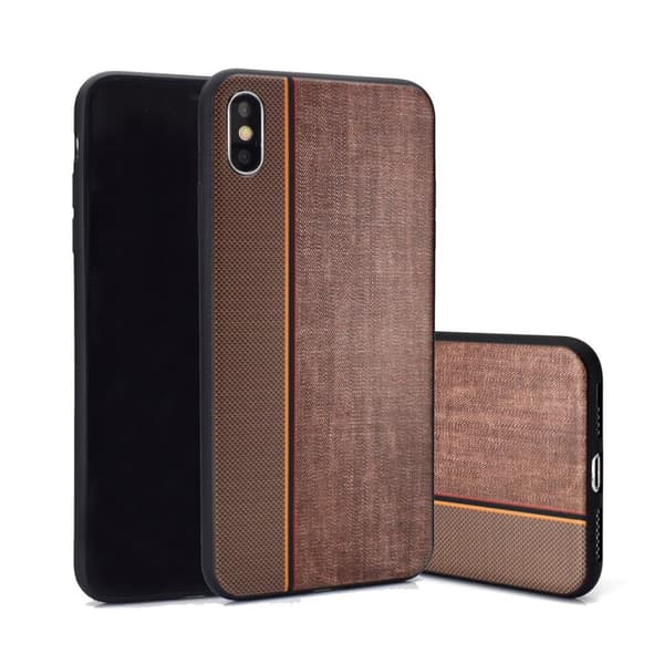 iPhone Xs Max soft case i jeansstof med tekstur - Kaffe Brown