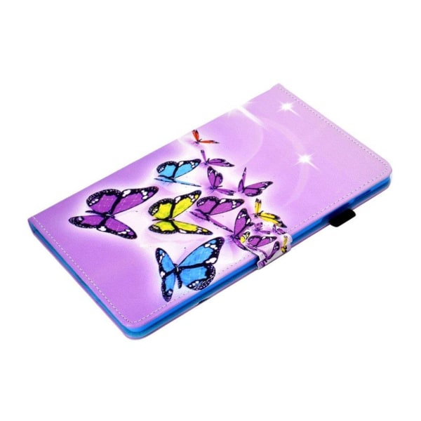 Samsung Galaxy Tab A7 10.4 (2020) viileä kuvio nahkainen flip case - Perhoset Purple