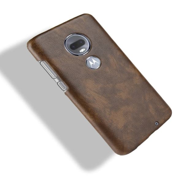 Motorola Moto G7 litchi textur läderfodral - brun Brun