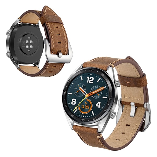 Huawei Watch GT / Watch 2 / Watch Magic klockarmband i äkta läder - Brun Brun