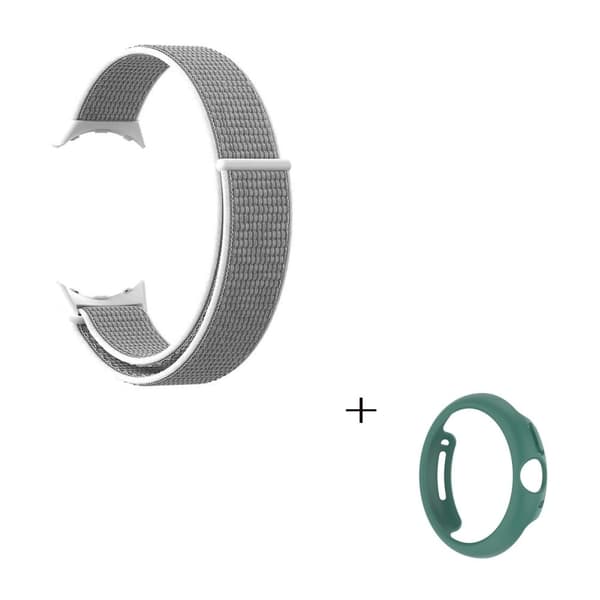 Google Pixel Watch nylonklokkerem med cyanfarget deksel - Grå / Hvit Silver grey
