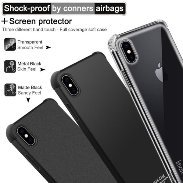IMAK iPhone Xs Max anti-tab soft case med skærmfilm - Mat Sort Black