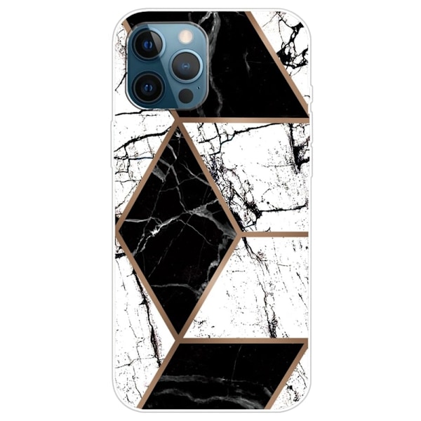 Marble design iPhone 14 Pro Max cover - Sort Og Hvid Marmorform Multicolor