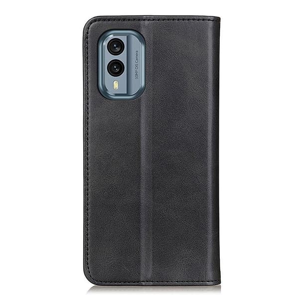 Flip Etui med Pung i Ægte Læder til Nokia X30 - Sort Black
