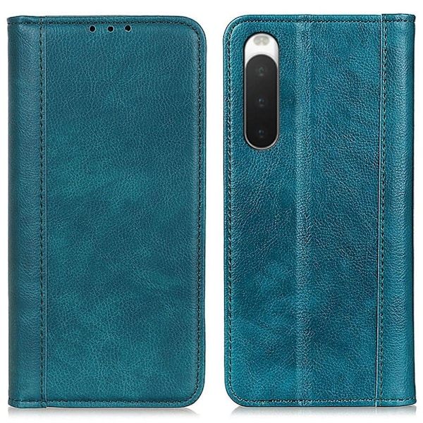 Äkta läder Sony Xperia 10 IV fodral med magnetisk stängning Grön