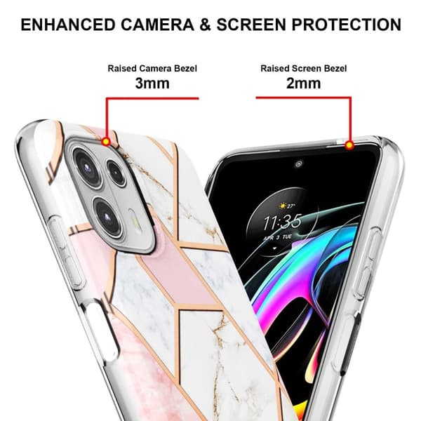 Marmormotiv Motorola Edge 20 Lite skal - Rosa / Vit multifärg