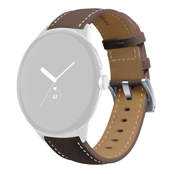 Google Pixel Watch klockarmband i äkta läder - Kaffe Brun
