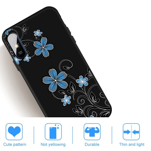 Imagine Xiaomi Redmi 9A Etui - Blåe Blomster Blue
