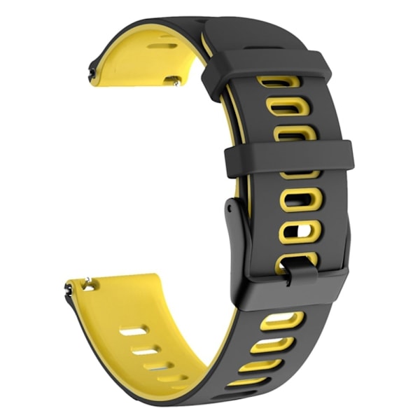 20 mm universellt dubbelfärgat klockarmband i silikon - Svart / Gul Gul