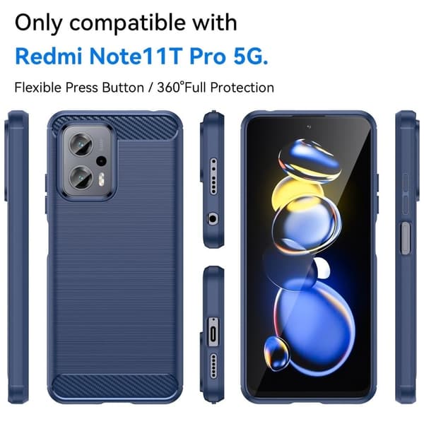 Carbon Flex Xiaomi Poco X4 GT / Xiaomi Redmi Note 11T Pro Plus / Xiaomi Redmi Note 11T Pro deksel - Blå Blue