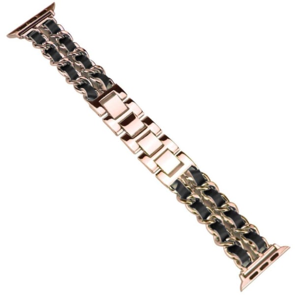 Apple Watch Series 5 40mm weave mönster klockarmband - rosa guld Svart