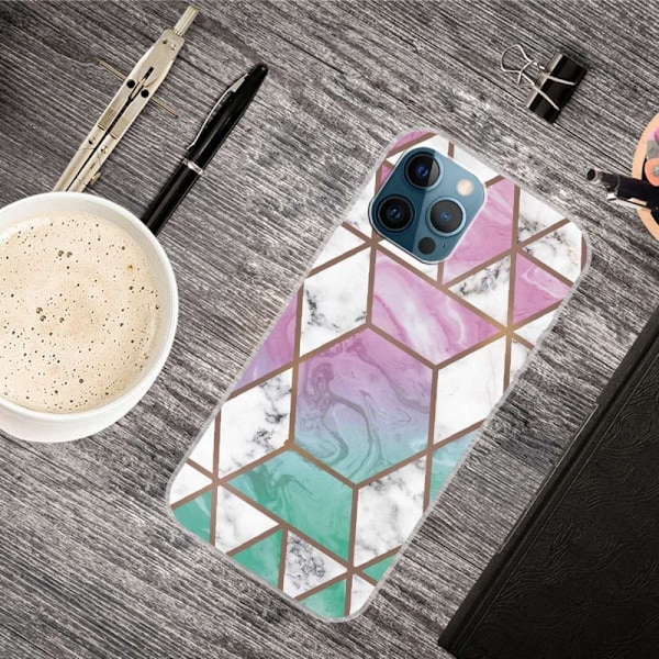 Marble design iPhone 14 Pro Max cover - Hvid Diamant I Farverig Baggrund Multicolor