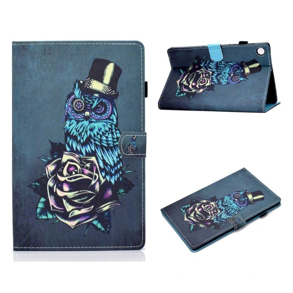 Lenovo Tab M10 FHD Plus pattern printing leather case - Owl and Multicolor