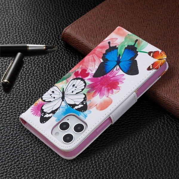 Wonderland iPhone 12 Pro / iPhone 12 flip etui - Sommerfugle Multicolor