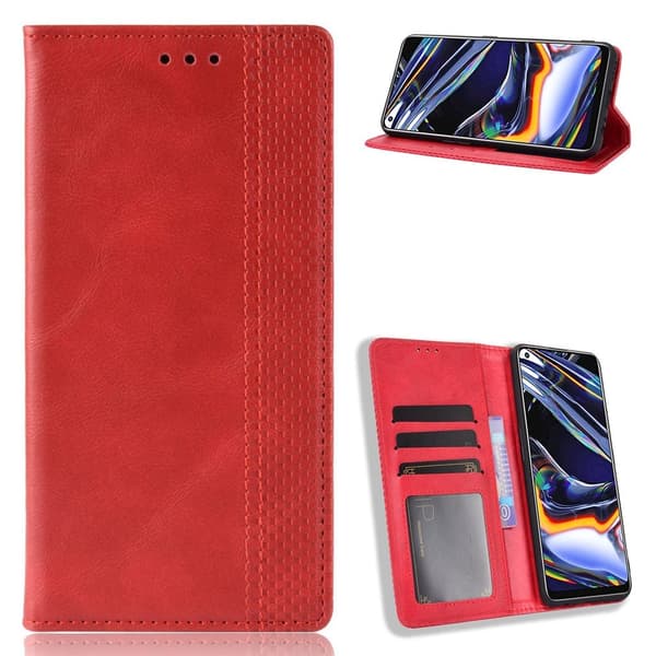 Bofink Vintage Realme 7 Pro Lær Etui - Rød Red