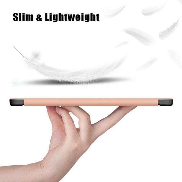 Auto Sleep / Wake Tri-fold Stand Vegansk Læder Tablet Case med P Pink