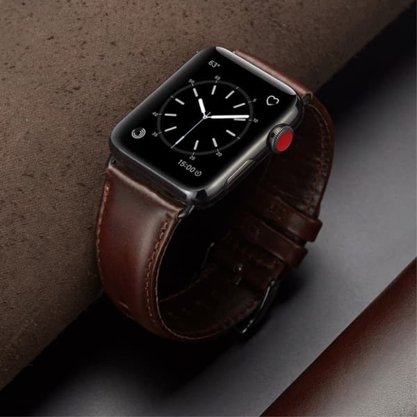 24mm simple äkta läder klockarmband - vinröd Röd