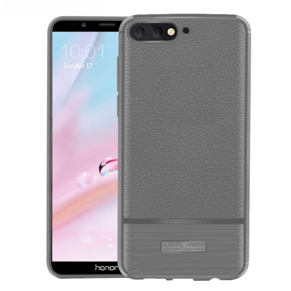 Huawei Y6 (2018)-Honor 7A (utan fingeravtryckssensor) mobilskal silikon litchi borstad - Grå Silvergrå