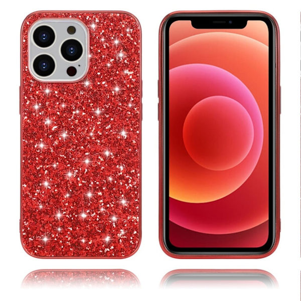 Glitter iPhone 13 Pro Max skal - Röd Röd