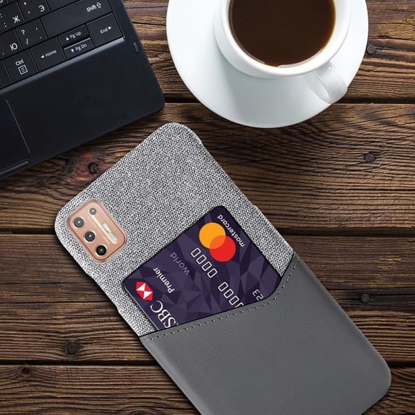 Bofink Motorola Moto G9 Plus Card Deksel - Grå Silver grey