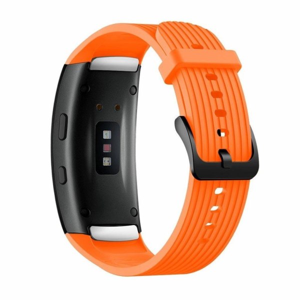 Samsung Gear Fit2 Pro silikoneurrem med lodret tråd - Orange Størrelse: S Orange