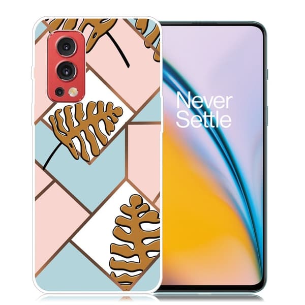 Marmordesign OnePlus Nord 2 5G deksel - Toon-Blader I Rosa Og Blå Multicolor