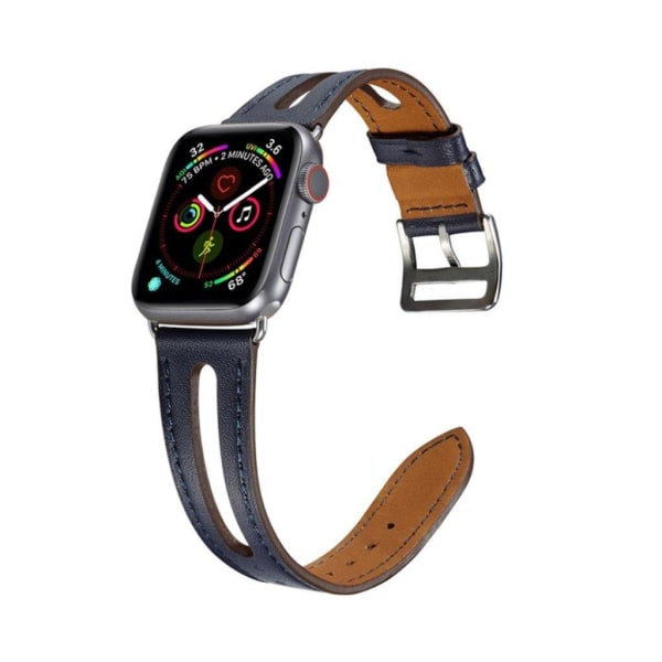 Apple Watch Series 5 44 mm klockarmband i koskinn - Mörkblå Blå