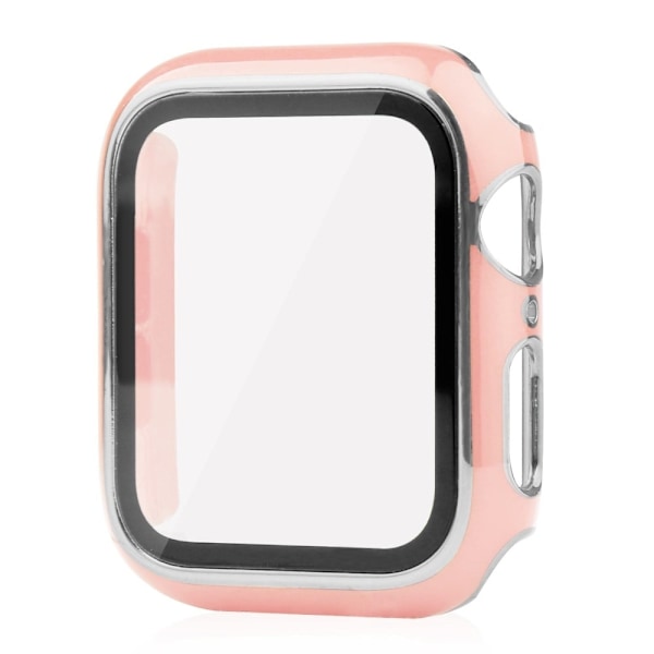 Apple Watch SE 2022 (44mm) dual color electroplating cover with tempered glass - Pink / Silver Rosa