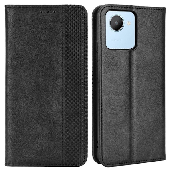 Bofink Vintage Realme C30 Læder Etui - Sort Black