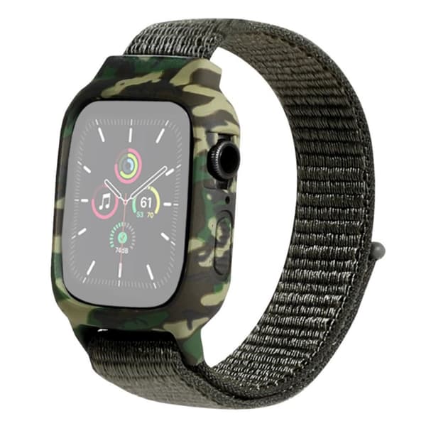 Apple Watch Series 6 / 5 40mm camouflage nylon rem - Olive grøn Green