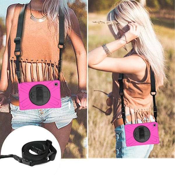 Silikon Combo Etui med Stropp til Samsung Galaxy Tab A7 10.4 (2020) - Rose Pink