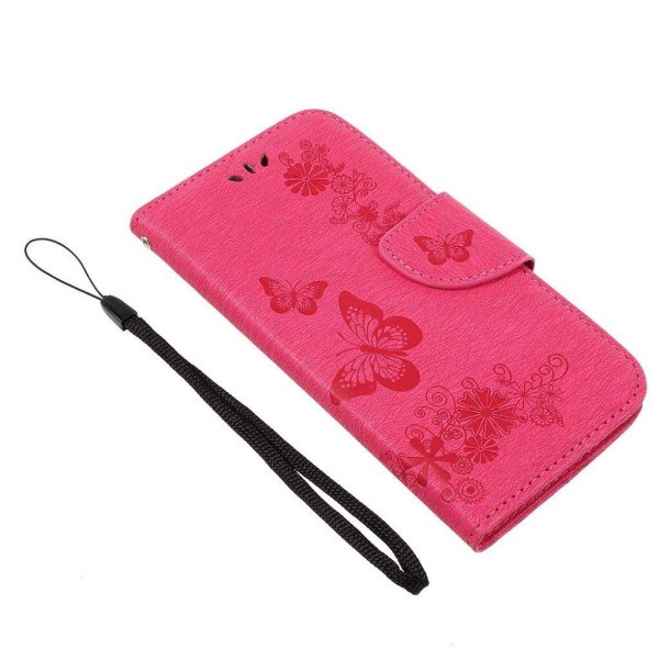 Huawei Honor 8 Lite Kuviollinen Nahkakotelo Lompakko - Kuuma Pin Pink