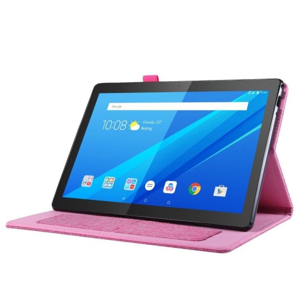 Lenovo Tab P10 yksinkertainen kangas nahka flip tapauksessa - Ruusu Pink