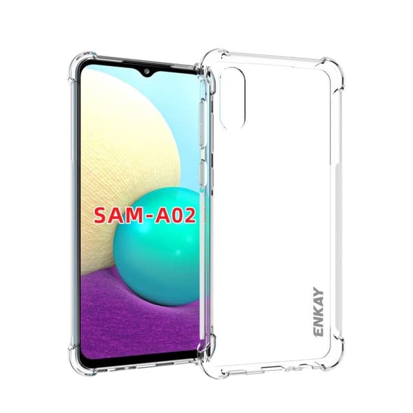 ENKAY gjennomsiktig fallsikkert etui for Samsung Galaxy A02 Transparent
