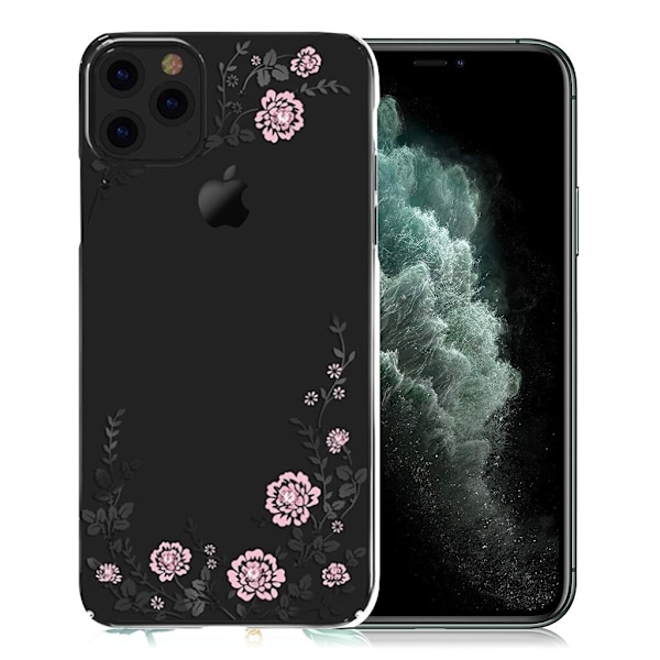 Kavaro iPhone 11 Pro Max Flora Crystal Case - Musta Black