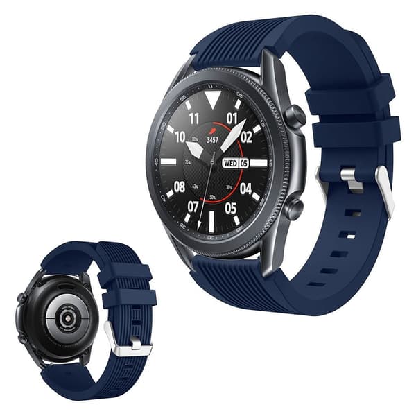 Samsung Galaxy Watch 3 (45mm) pin stripe silikone rem - Midnatsblå Blue