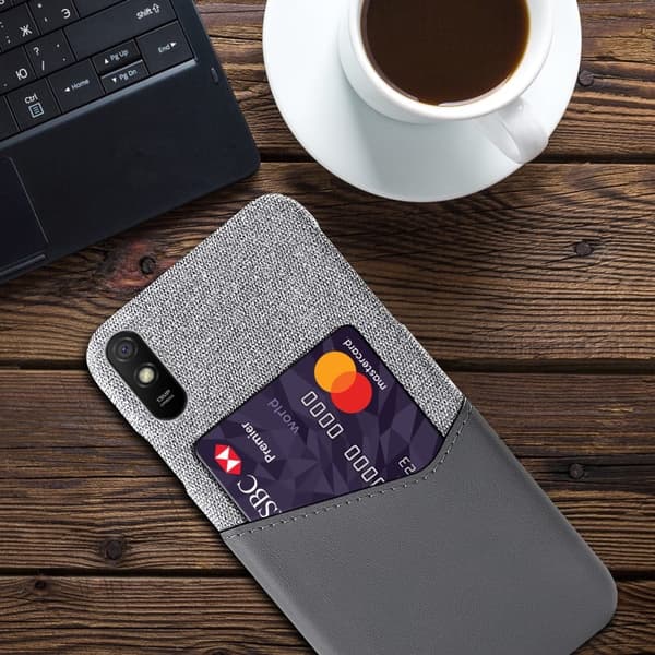 Bofink Xiaomi Redmi 9A Card Suojakuori - Harmaa Silver grey