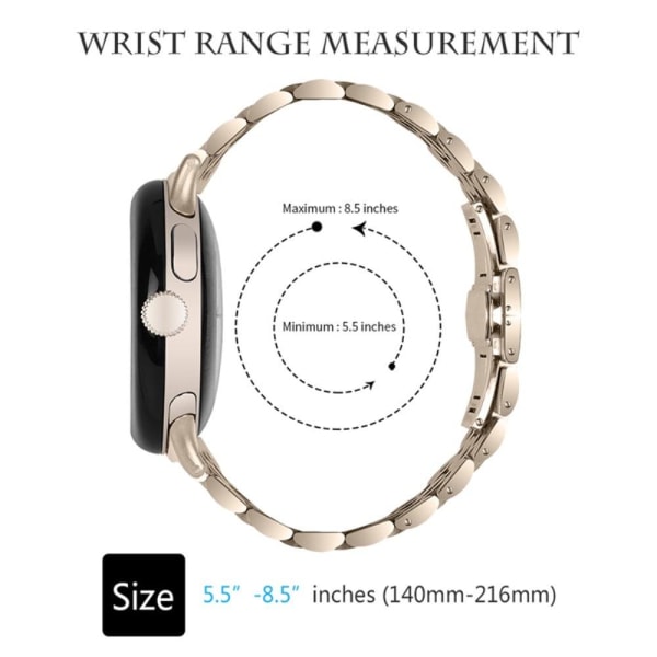 7 pärlor klockarmband i rostfritt stål för Google Pixel Watch - Champagne Go Guld