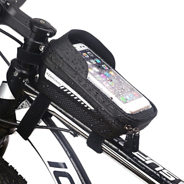 RZAHUAHU hållbar cykelväska med pekskärm för 6,5-tums smartphone Svart