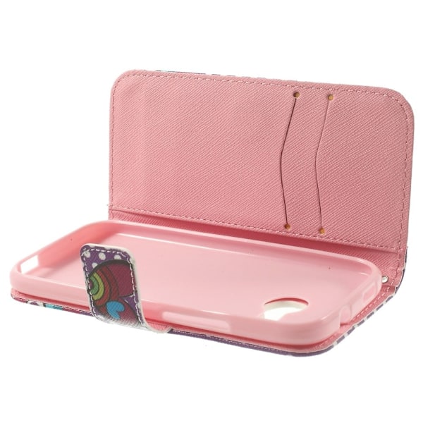 Moberg (Prikker & Hjerter) HTC One Mini 2 Læder Flip Etui Multicolor