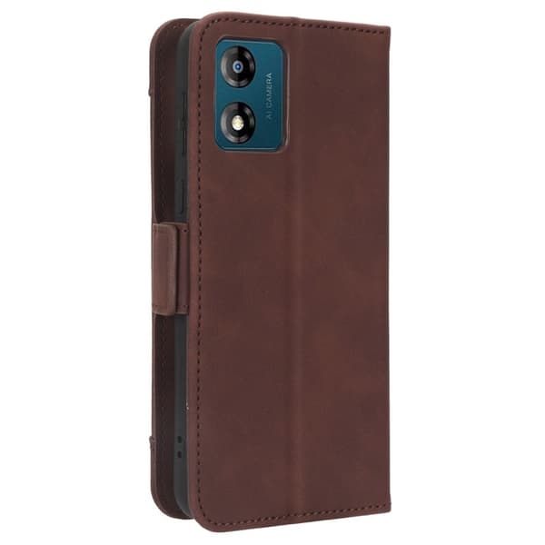 Stilfuldt Læder Etui med Pung til Motorola Moto E13 - Brun Brown
