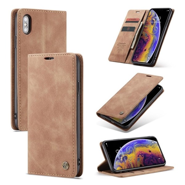 CASEME iPhone Xs Max plånboksfodral i läder - khaki Beige