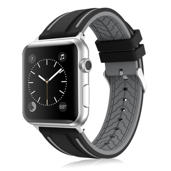 Apple Watch 42mm kaksivärinen silikonikellonauha - Musta / Harmaa Black