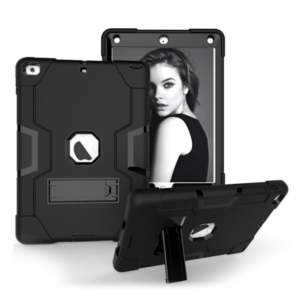 iPad (2017) bi-farve silikone hybrid etui - Sort Black