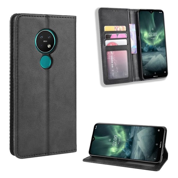 Bofink Vintage Nokia 6.2 / 7.2 leather kotelot - Musta Black