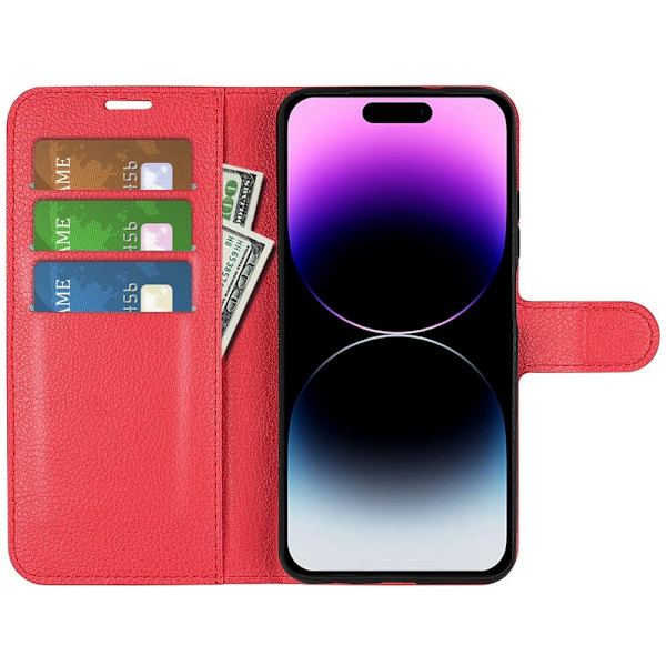 Klassisk iPhone 15 Pro flip etui - Rød Red